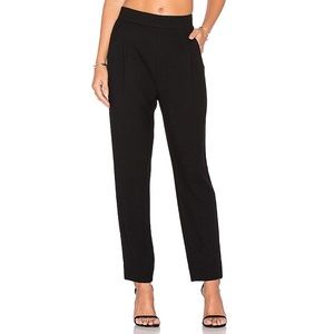 Vince High Rise Waffle Knit Pleated Pants in Black